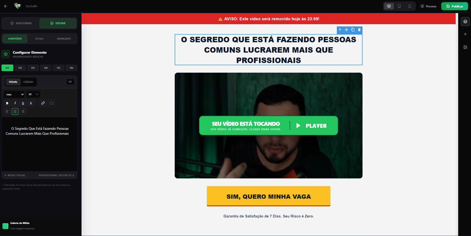 Editor Visual do Perfect Page