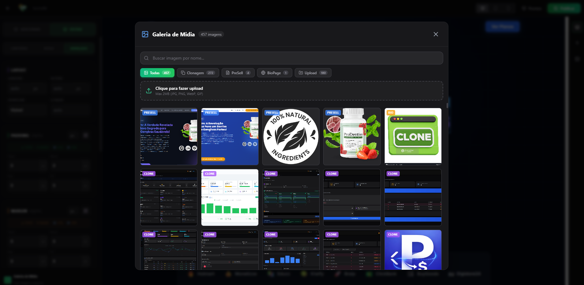 Galeria de fotos integrada do Perfect Clone